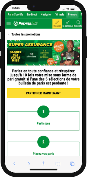 promo assurance pari perdant sur premier bet