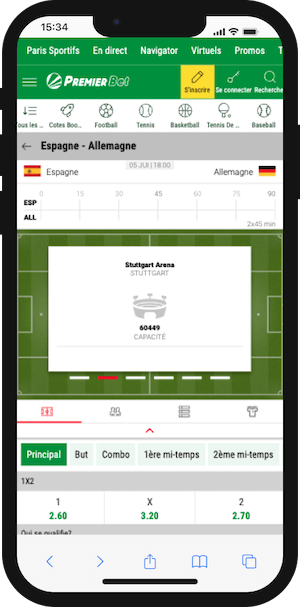 parier sur espagne allemagne avec premier bet