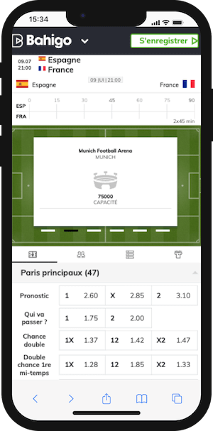 cotes espagne vs france sur bahigo