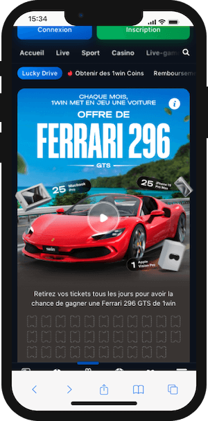 promo 1win lucky drive ferrari