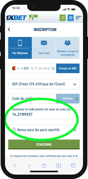 1xbet cameroun code promo pour inscription