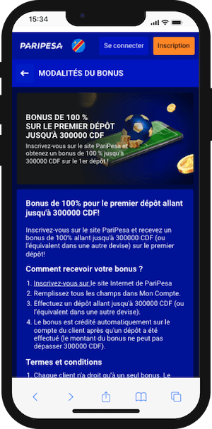 paripesa rdc bonus bienvenue