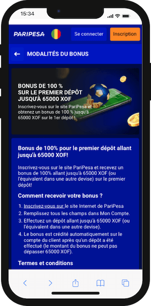 paripesa mali bonus de bienvenue